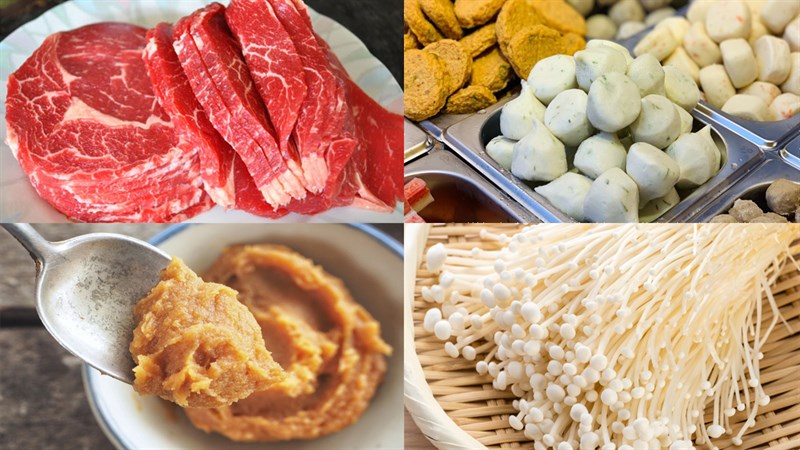 Chuẩn bị nguyên liệu làm lẩu Nhật Bản miso nabe