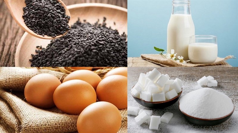 Nguyên liệu món ăn bánh flan mè đen