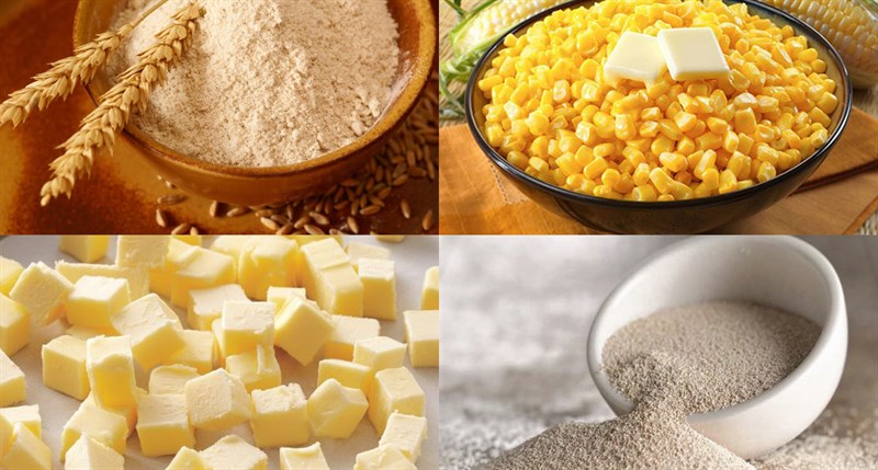 Nguyên liệu món ăn bánh mì sữa bắp nhật bản