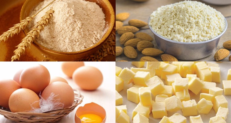 Nguyên liệu món ăn bánh bông lan hạnh nhân