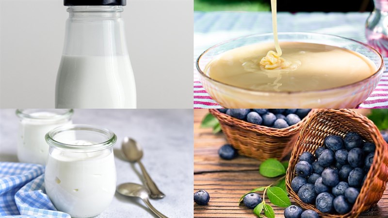 Các nguyên liệu món nạp năng lượng sữa chua việt quất