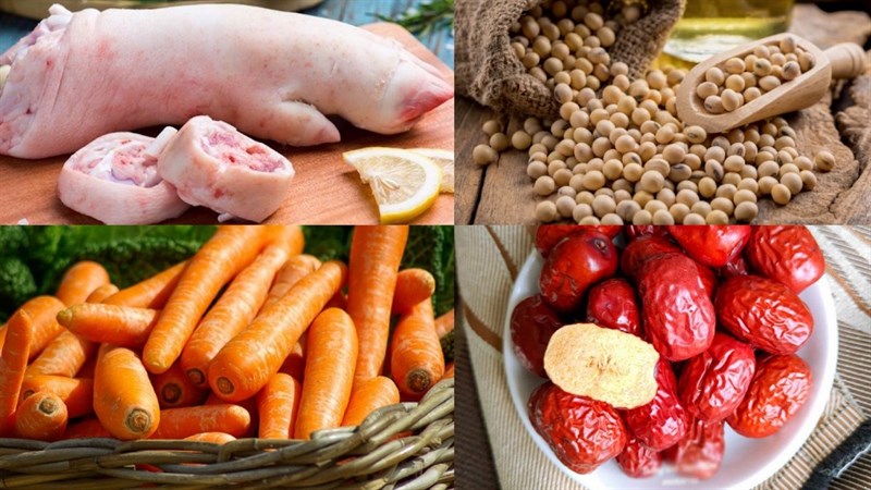 Nguyên liệu món ăn giò hầm đậu nành