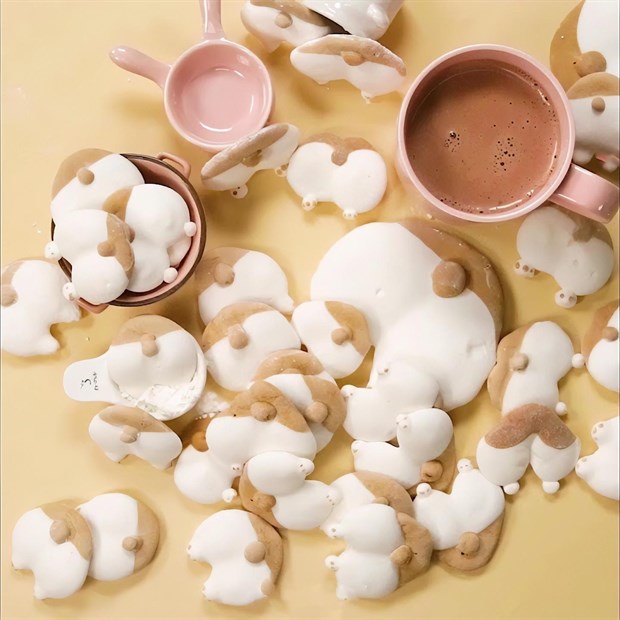 Cách làm kẹo marshmallow hình mông corgi núng nính, siêu dễ thương
