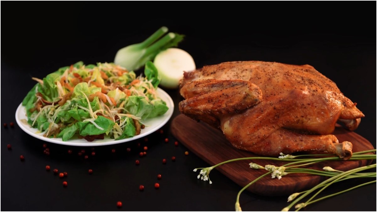 Gà nướng lá quế