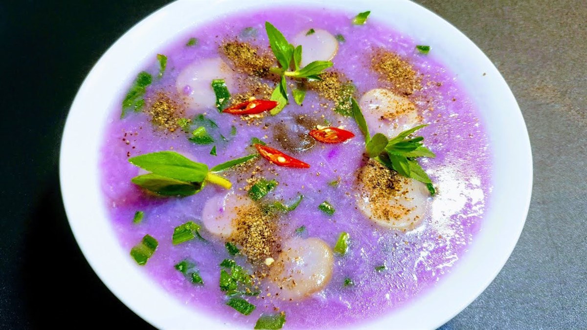 Canh khoai mỡ chay nấm đùi gà