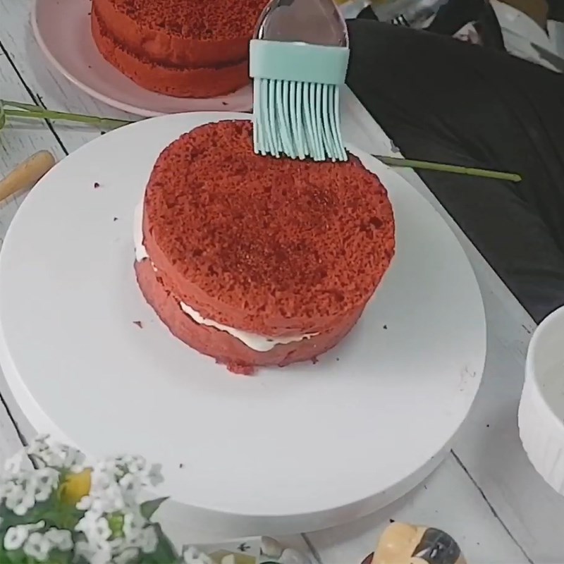 Bước 6 Ghép bánh Bánh bông lan Red Velvet không cần lò nướng