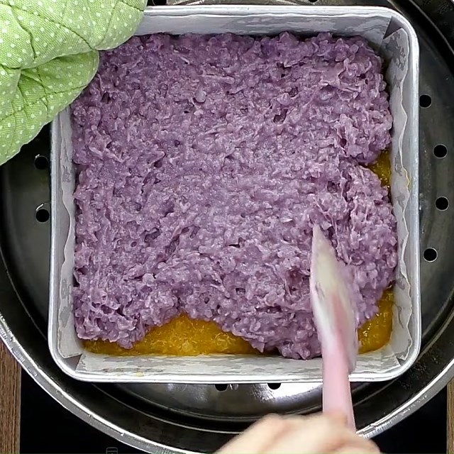 Bước 5 Làm lớp bánh khoai lang tím Bánh sago khoai lang