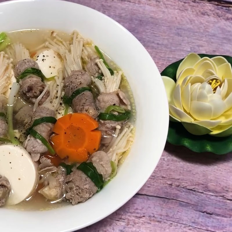 Bước 5 Thành phẩm Canh thịt bò nấu nấm kim châm