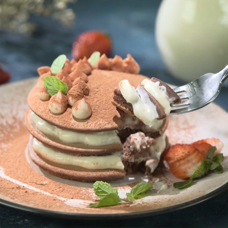 Bước 8 Thành phẩm Pancake socola tiramisu