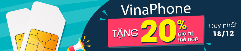 Vina tặng 20% giá trị thẻ nạp ngày 16/10