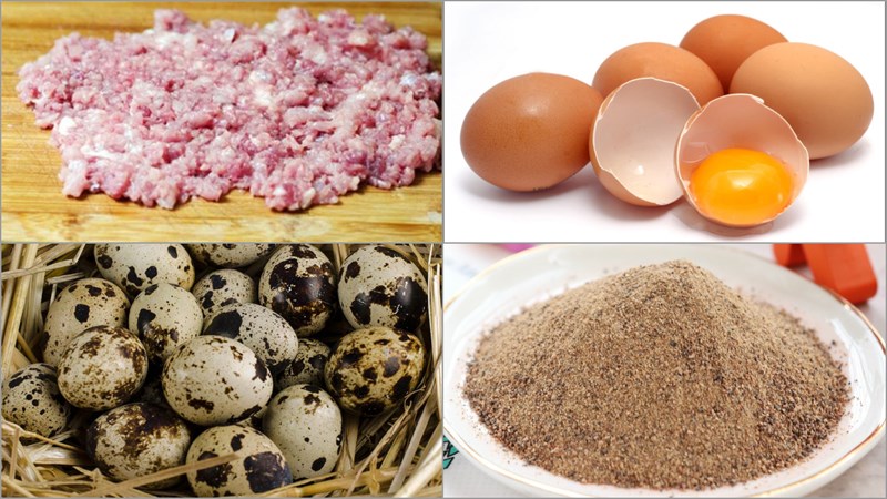 Nguyên liệu thực hiện món trứng cút chiên giòn bọc thịt