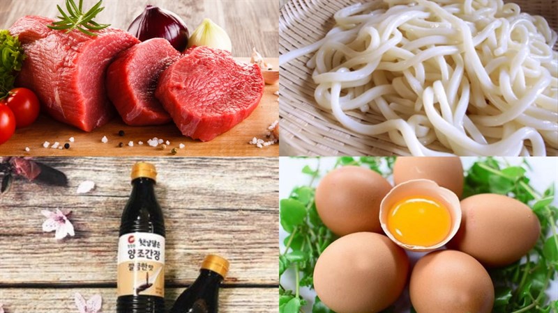 Nguyên liệu món ăn mì udon xào thịt bò bulgogi