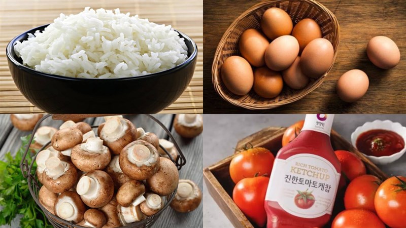 Nguyên liệu món ăn trứng omurice (cơm trứng nhật bản)