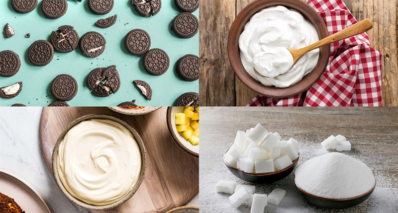 Nguyên liệu món ăn bánh cheesecake socola oreo