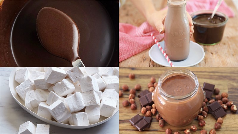nguyên liệu làm sữa lắc socola kem marshmallow