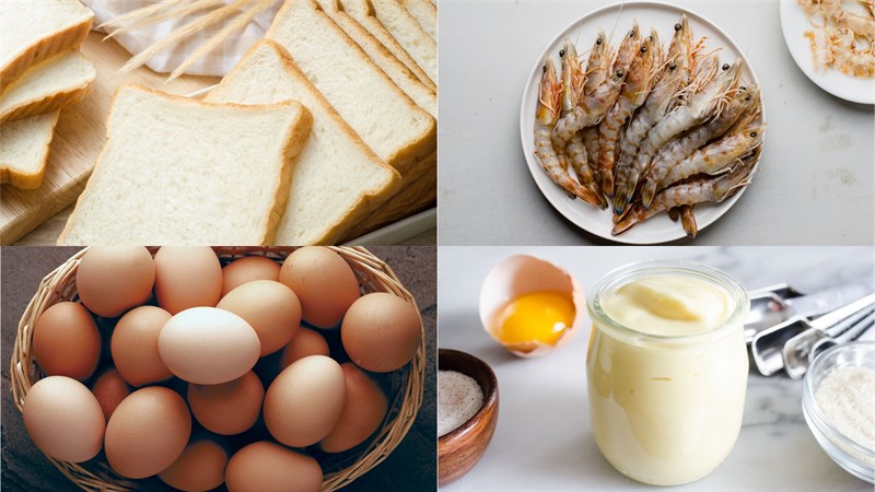 Nguyên liệu món ăn 3 cách làm sandwich tôm
