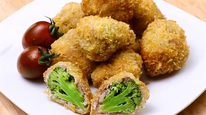 B&ocirc;ng cải xanh cuộn thịt chi&ecirc;n gi&ograve;n