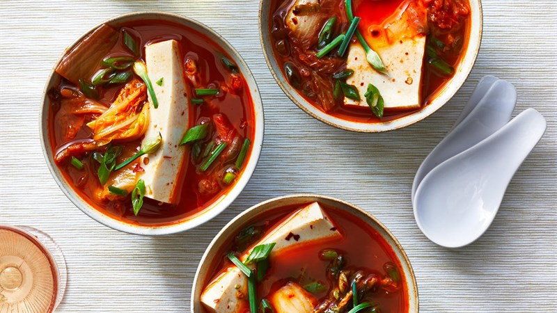 Canh kim chi đậu hũ