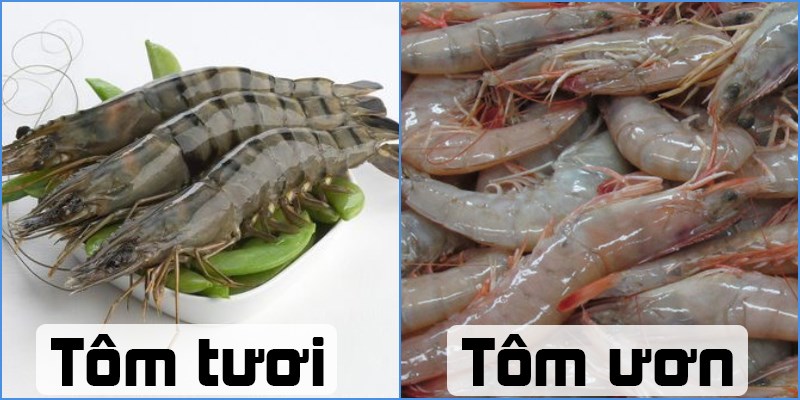 Comparison of fresh and curved shrimp