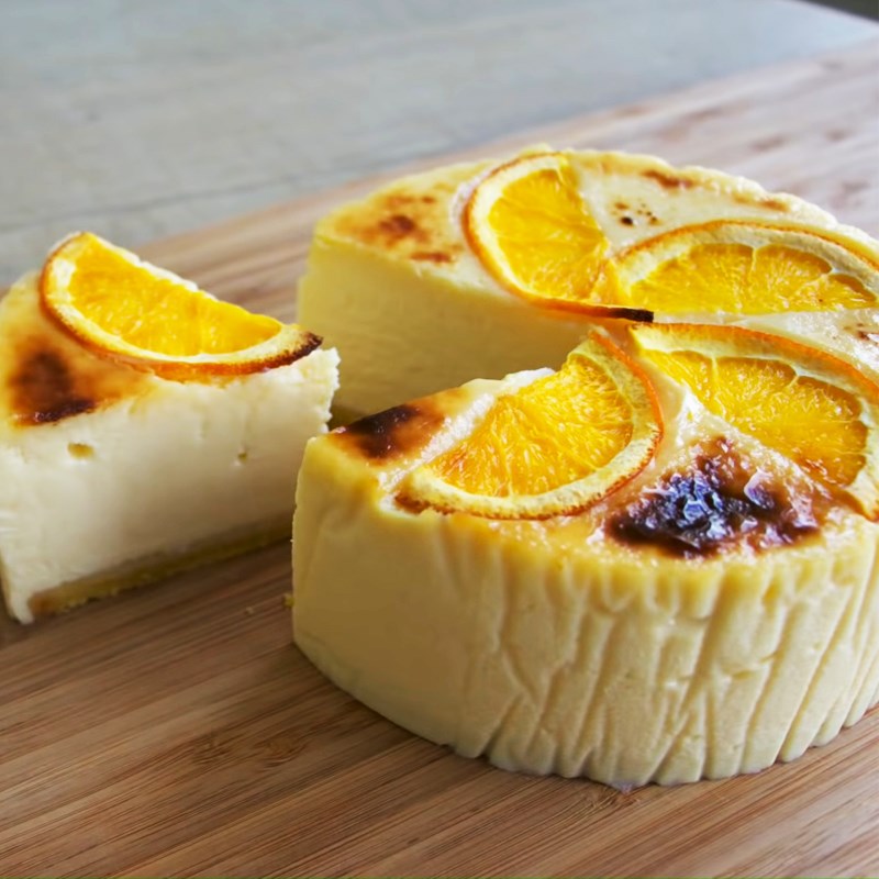 Bước 5 Thành phẩm Bánh cheesecake cam nướng với bột mì