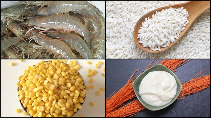 Nguyên liệu món ăn tôm bó xôi