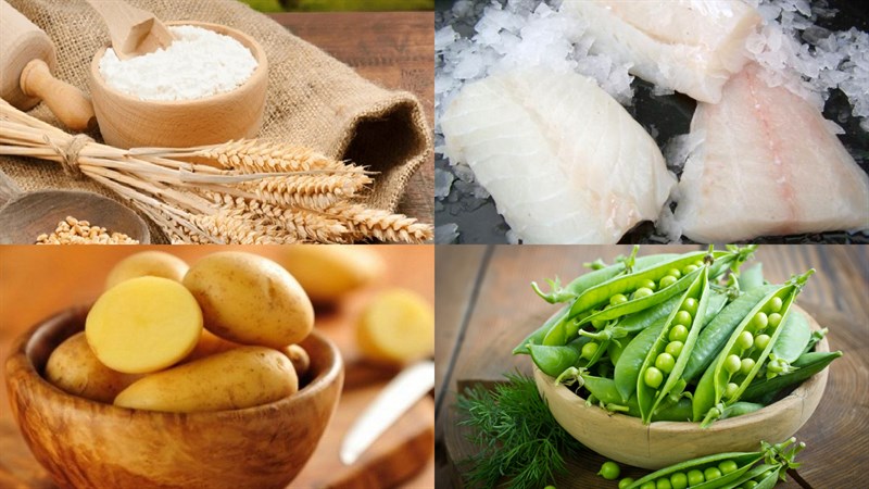 nguyên liệu Fish and chips kèm đậu nghiền