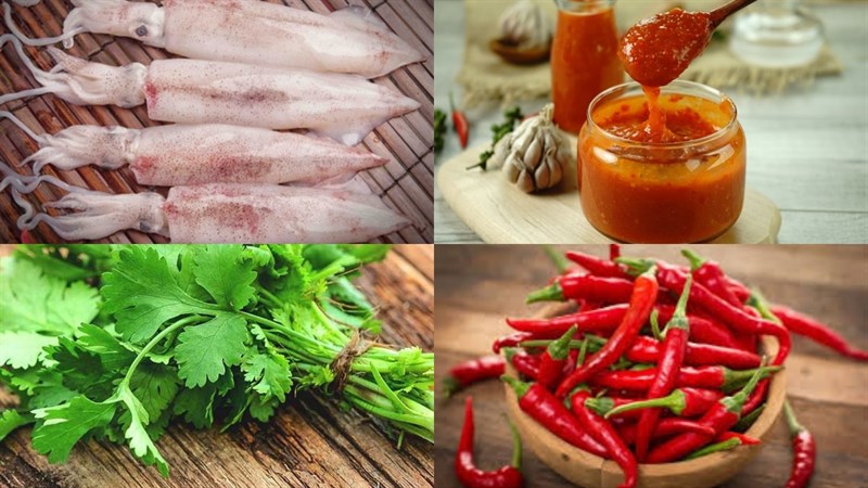 nguyên liệu làm món salad mực kiểu thái 