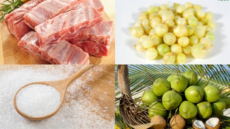 Nguyên liệu món ăn sườn non rim củ nén