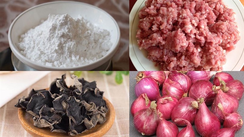 Nguyên liệu món ăn bánh cuốn bằng chảo chống dính