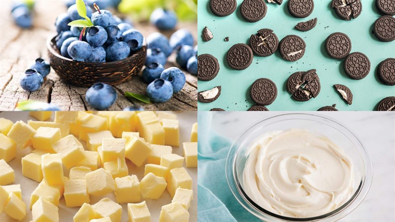 Nguyên liệu món ăn cheesecake chanh kem việt quất