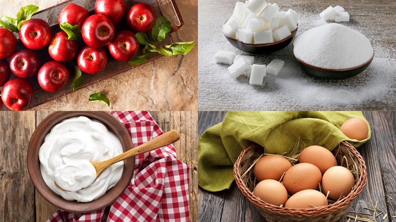 Nguyên liệu món ăn bánh flan táo