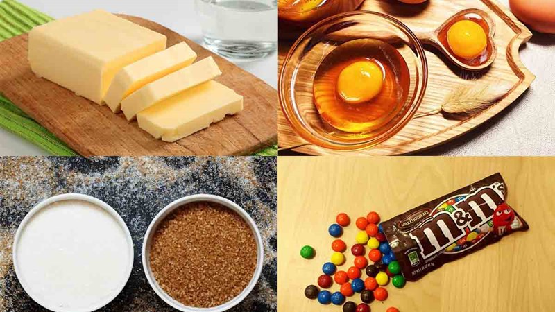 Nguyên liệu làm bánh quy socola M&M