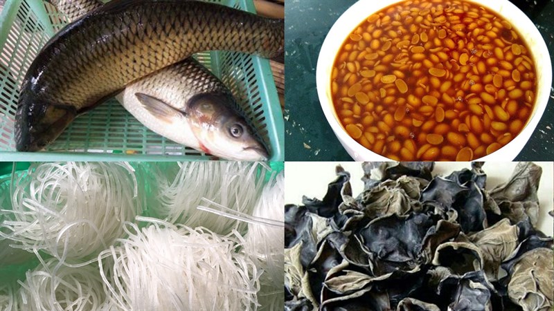 Nguyên liệu món ăn cá chép chưng tương hột bún tàu