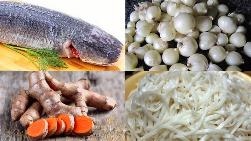 Các nguyên liệu món ăn mì quảng cá lóc