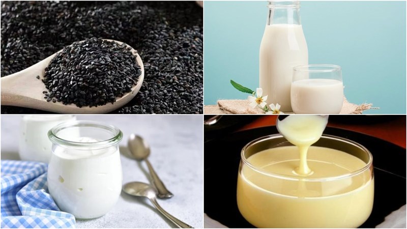 Các nguyên liệu món ăn uống kem mè cổ đen