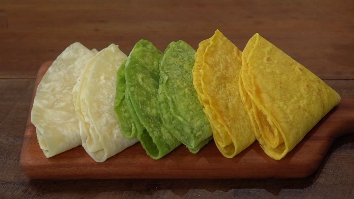 Vỏ bánh tacos (bánh tortilla) 3 màu từ rau củ
