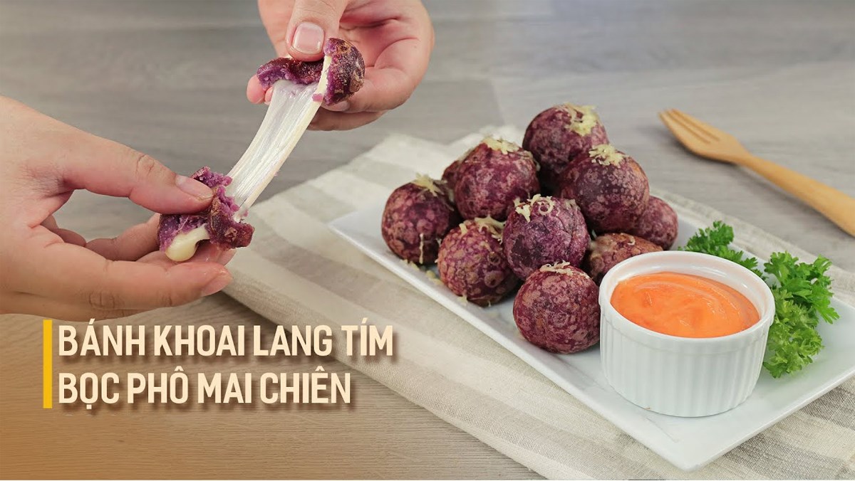 Bánh khoai lang tím bọc phô mai chiên giòn
