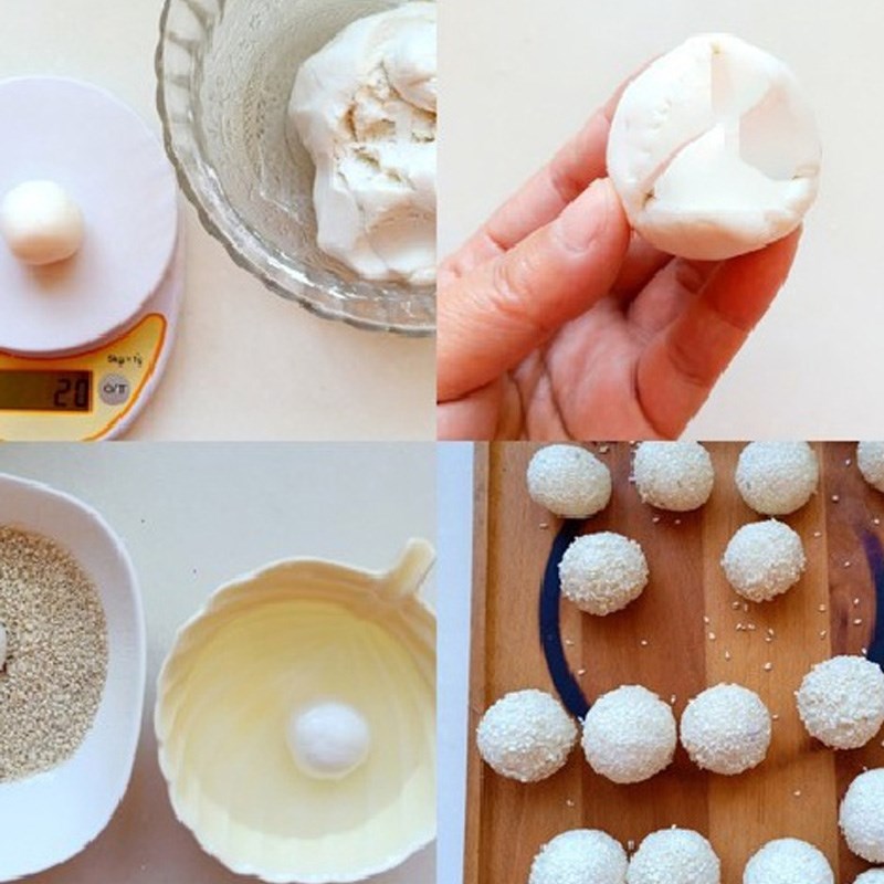 Bước 2 Tạo hình bánh Bánh rán mè ko nhân