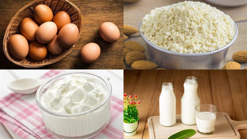 Nguyên liệu món ăn bánh bông lan hạnh nhân sữa chua hy lạp