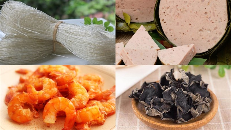 Nguyên vật liệu món ăn uống miến xào thập cẩm