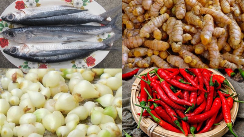 Nguyên liệu làm món cá chuồn chiên nghệ
