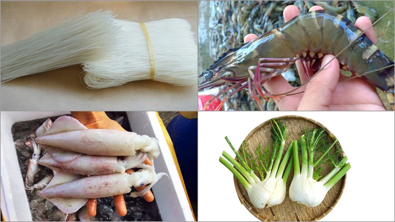 Nguyên liệu món ăn cách làm bún xào hải sản