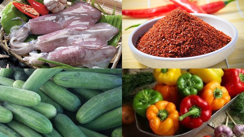 nguyên liệu làm salad mực hàn quốc