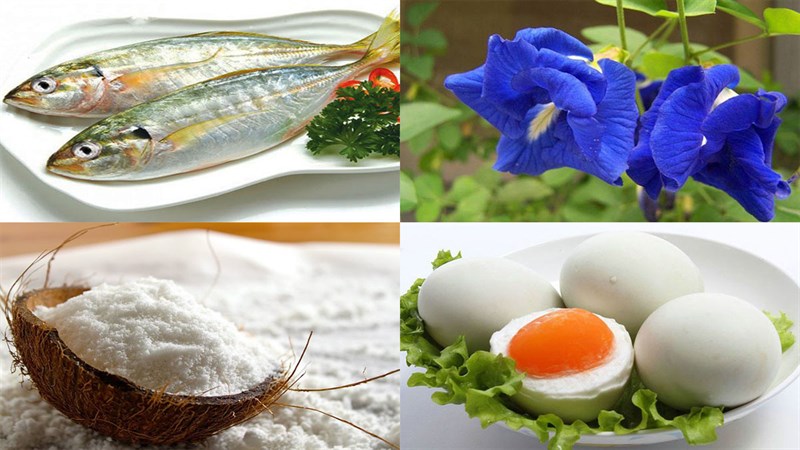 Nguyên liệu món ăn cơm hoa đậu biếc