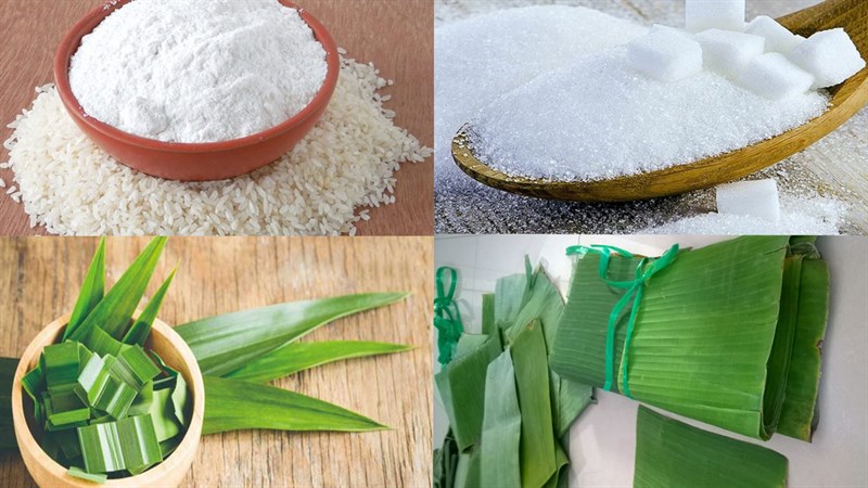 Nguyên liệu món ăn bánh gạo lá dứa