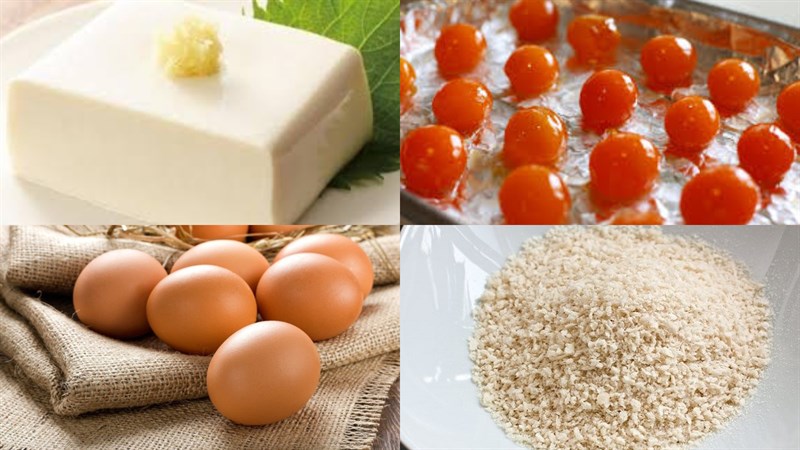 Nguyên liệu đậu phụ non chiên trứng muối