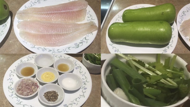 Nguyên liệu làm cá basa hấp bầu
