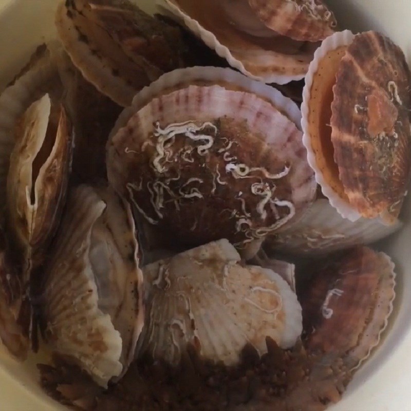 Bước 1 Sơ chế sò điệp Cháo hải sâm sò điệp