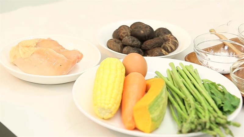 Nguyên liệu làm súp gà măng tây