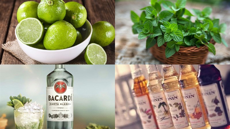 nguyên liệu làm Mojito chanh bạc hà